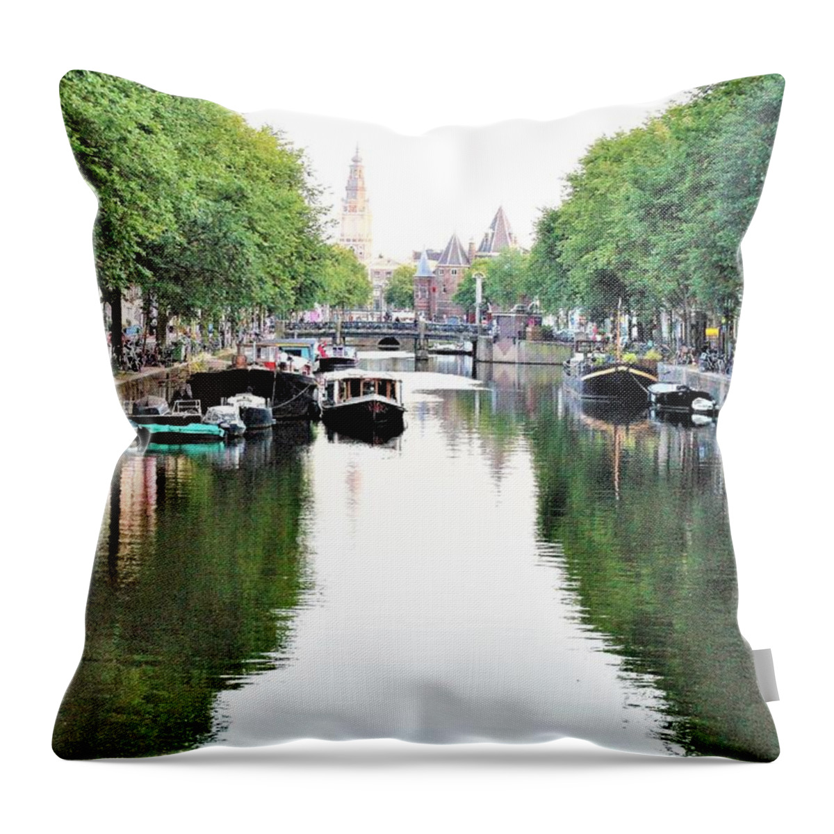 Amsterdam Canal Throw Pillow featuring the photograph Amsterdam by FD Graham
