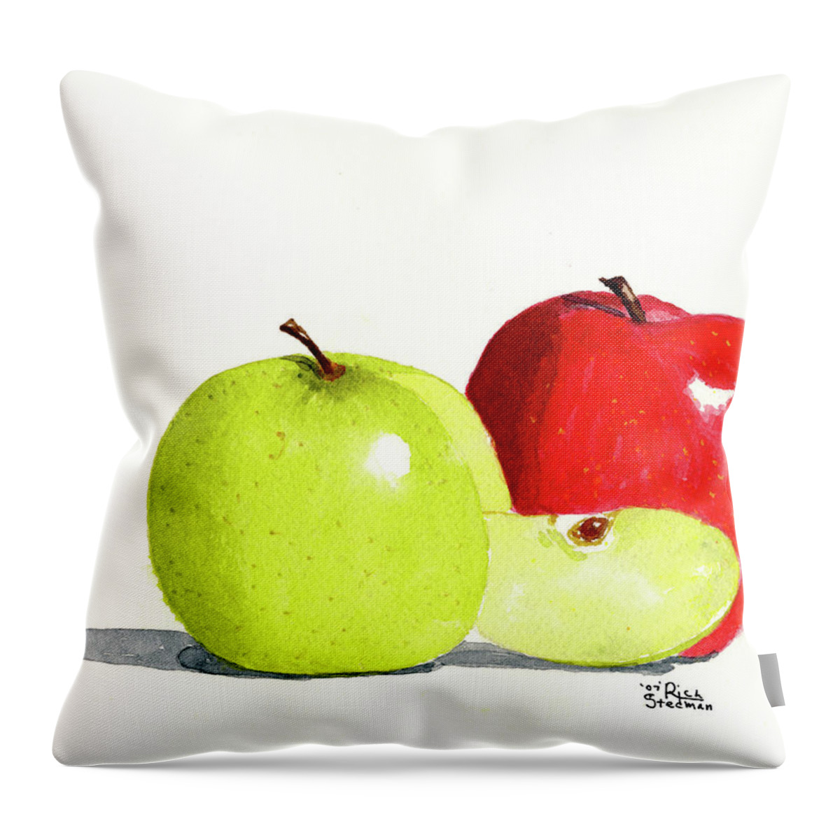 Apple Throw Pillow featuring the painting An Apple A Day by Richard Stedman