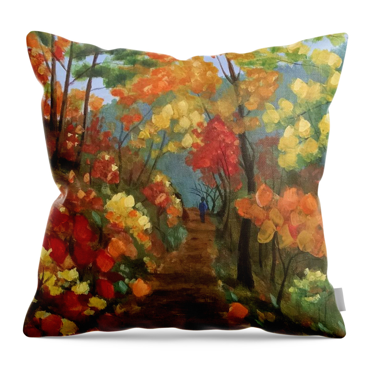 Autumn Throw Pillow featuring the painting An Autumn Boy by Helian Cornwell