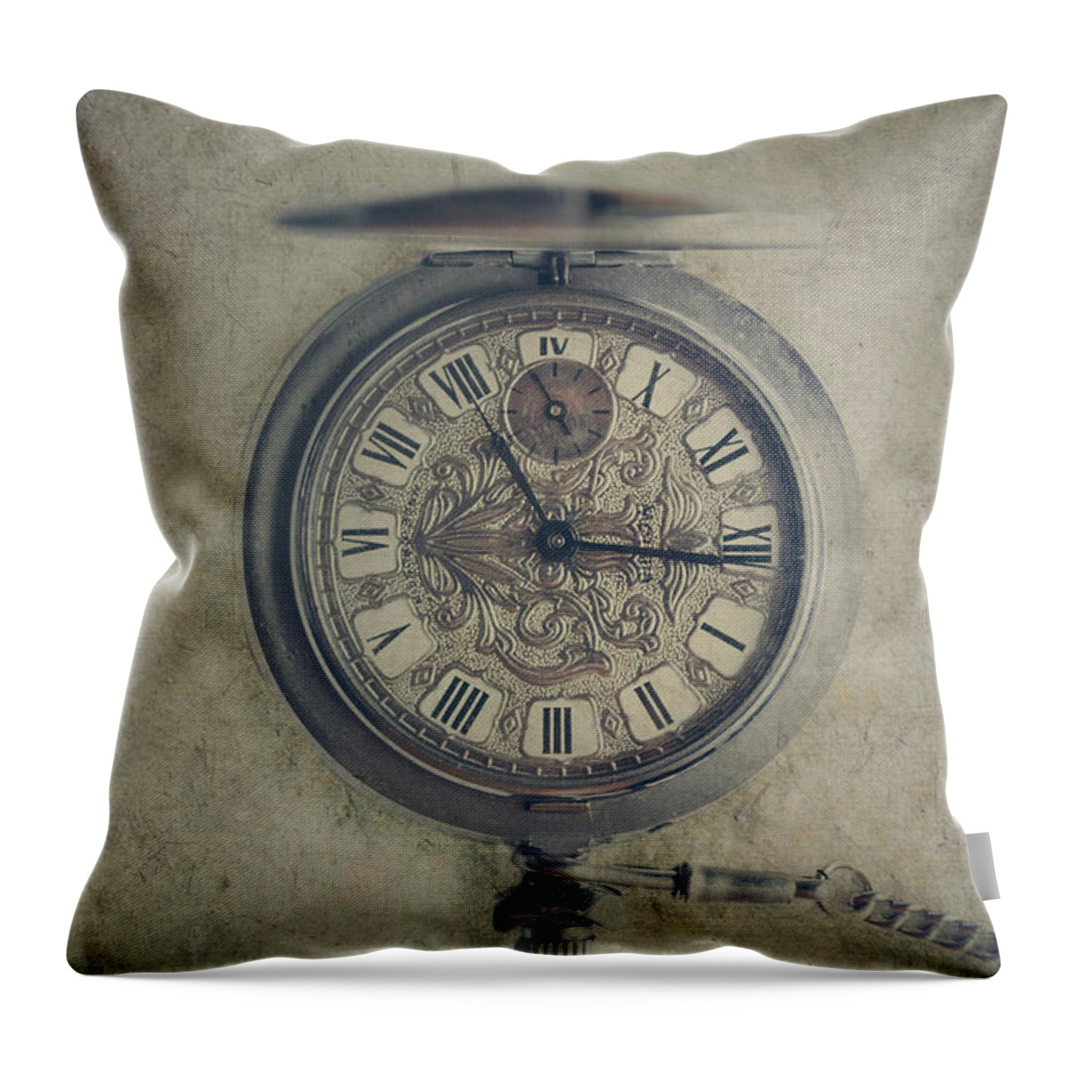 Pocket Throw Pillow featuring the photograph An open pocket watch by Jelena Jovanovic