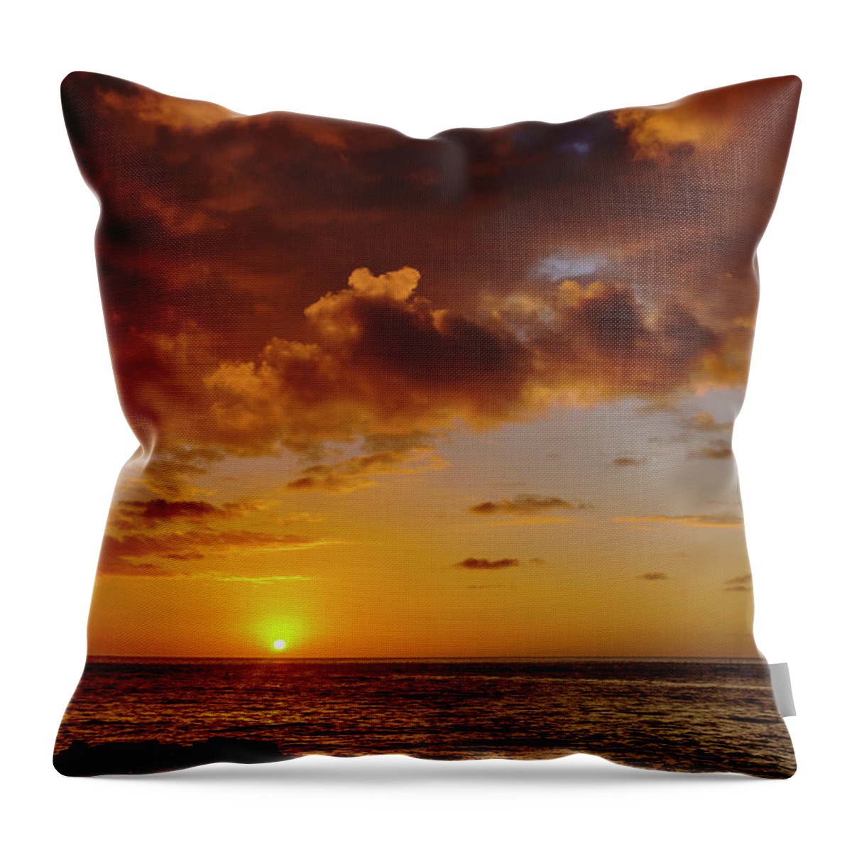 Hawaii Throw Pillow featuring the photograph And then the sun set by John Bauer