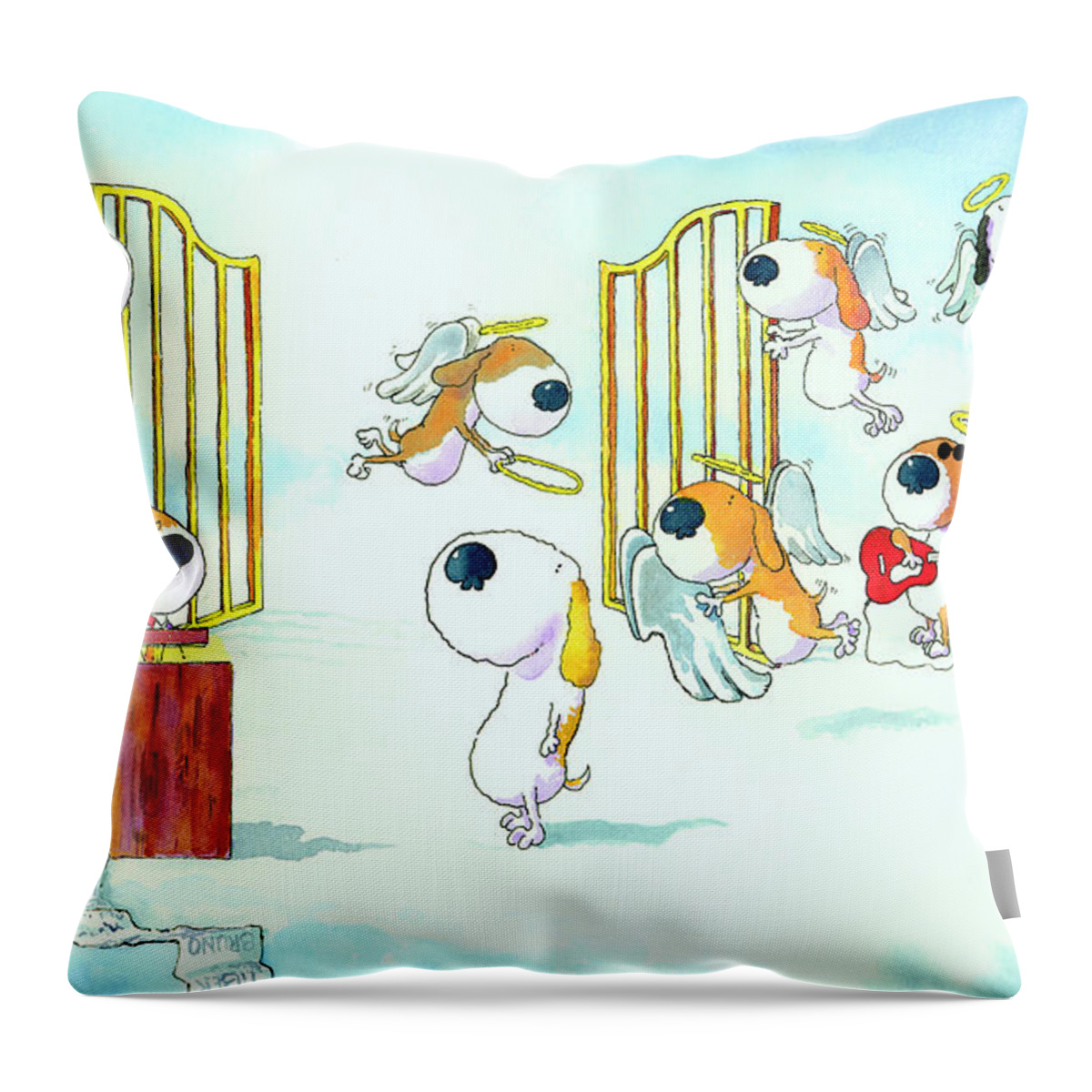 Angel Throw Pillow featuring the painting Angel Dog by Jim Tweedy