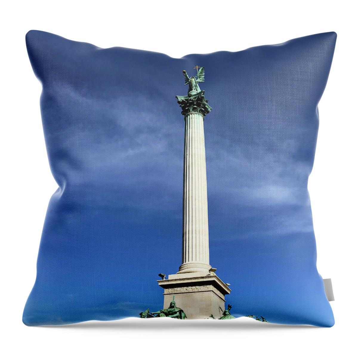 Budapest Throw Pillow featuring the photograph Angel Gabriel on Millennium Column by Diane Macdonald