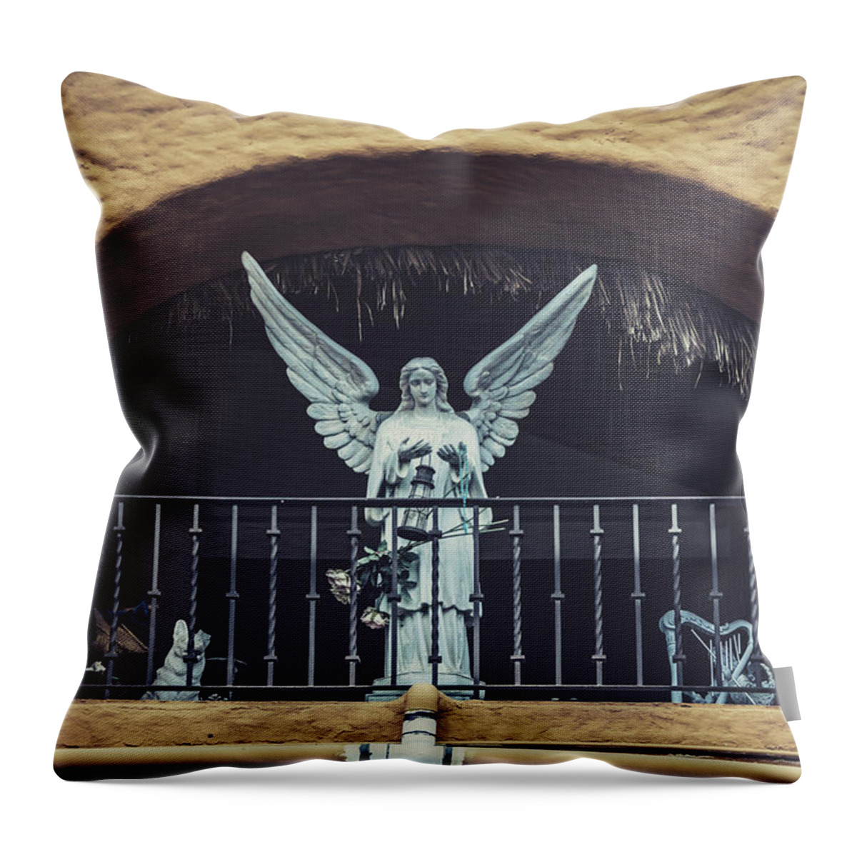 Angel Throw Pillow featuring the photograph Angel in the Balcony by Rebekah Zivicki