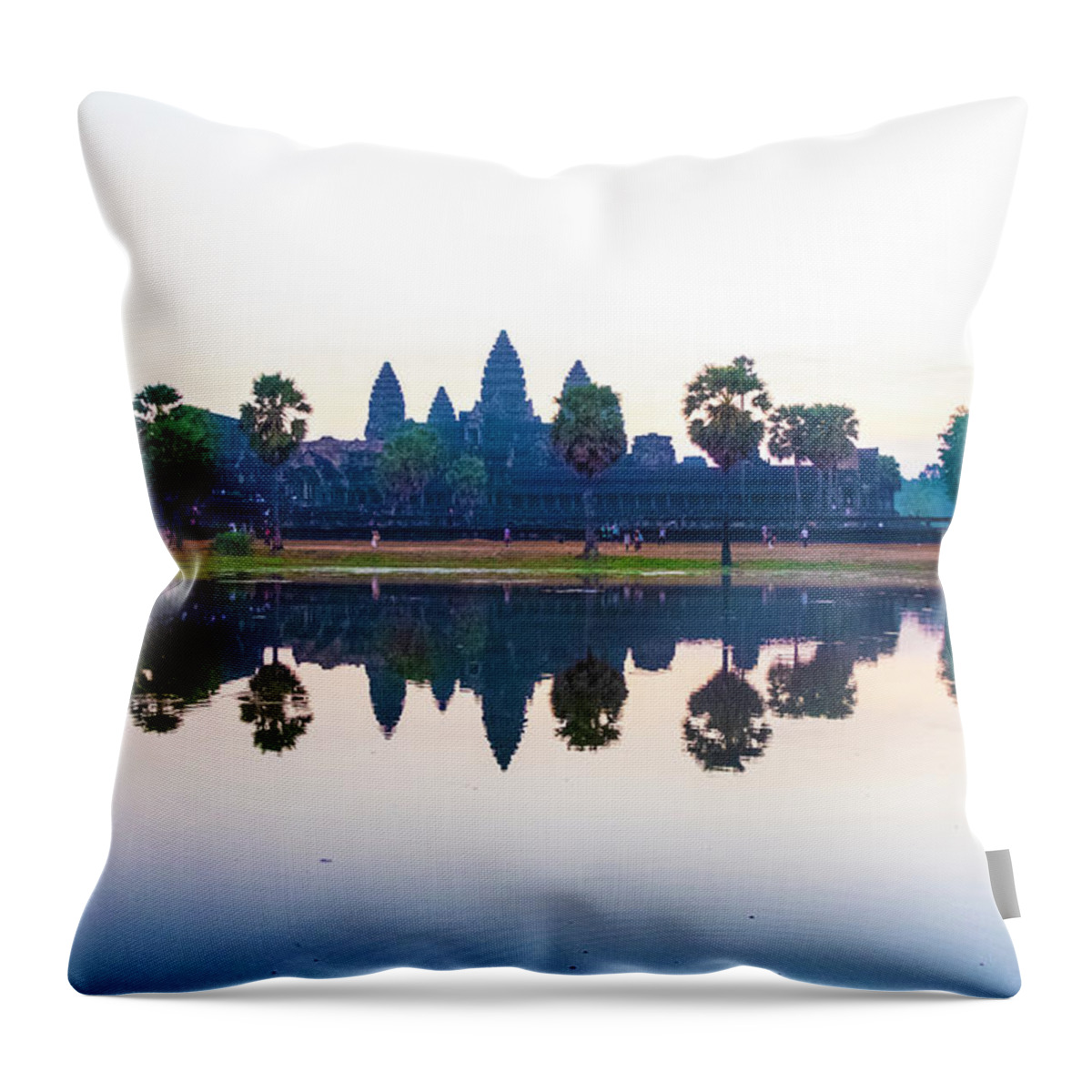 Angkor Wat Throw Pillow featuring the photograph Angkor Wat Reflections by Madeline Ellis