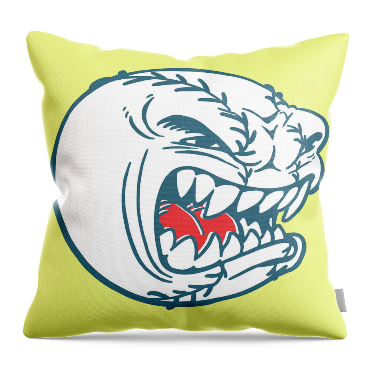 Aggression Throw Pillow featuring the drawing Angry Face on a Baseball by CSA Images