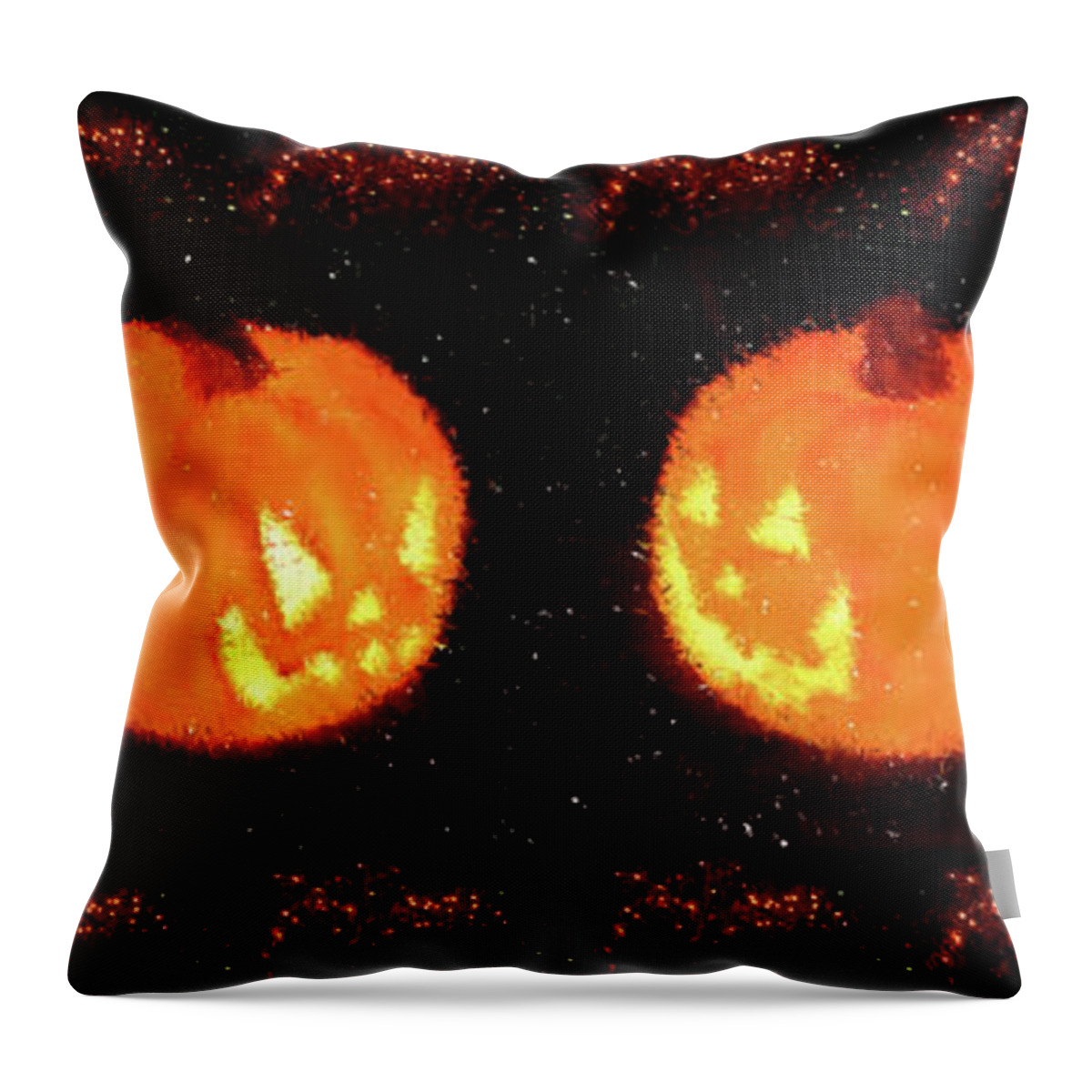 Pumpkin Throw Pillow featuring the digital art Angry Pumpkins Banner by Richard De Wolfe