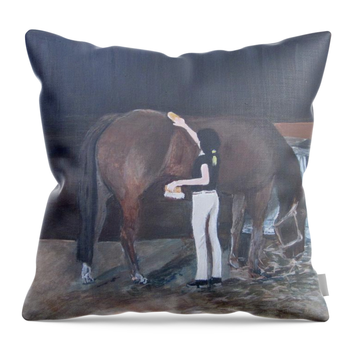 Acrylic Throw Pillow featuring the painting Ani and Jose by Paula Pagliughi