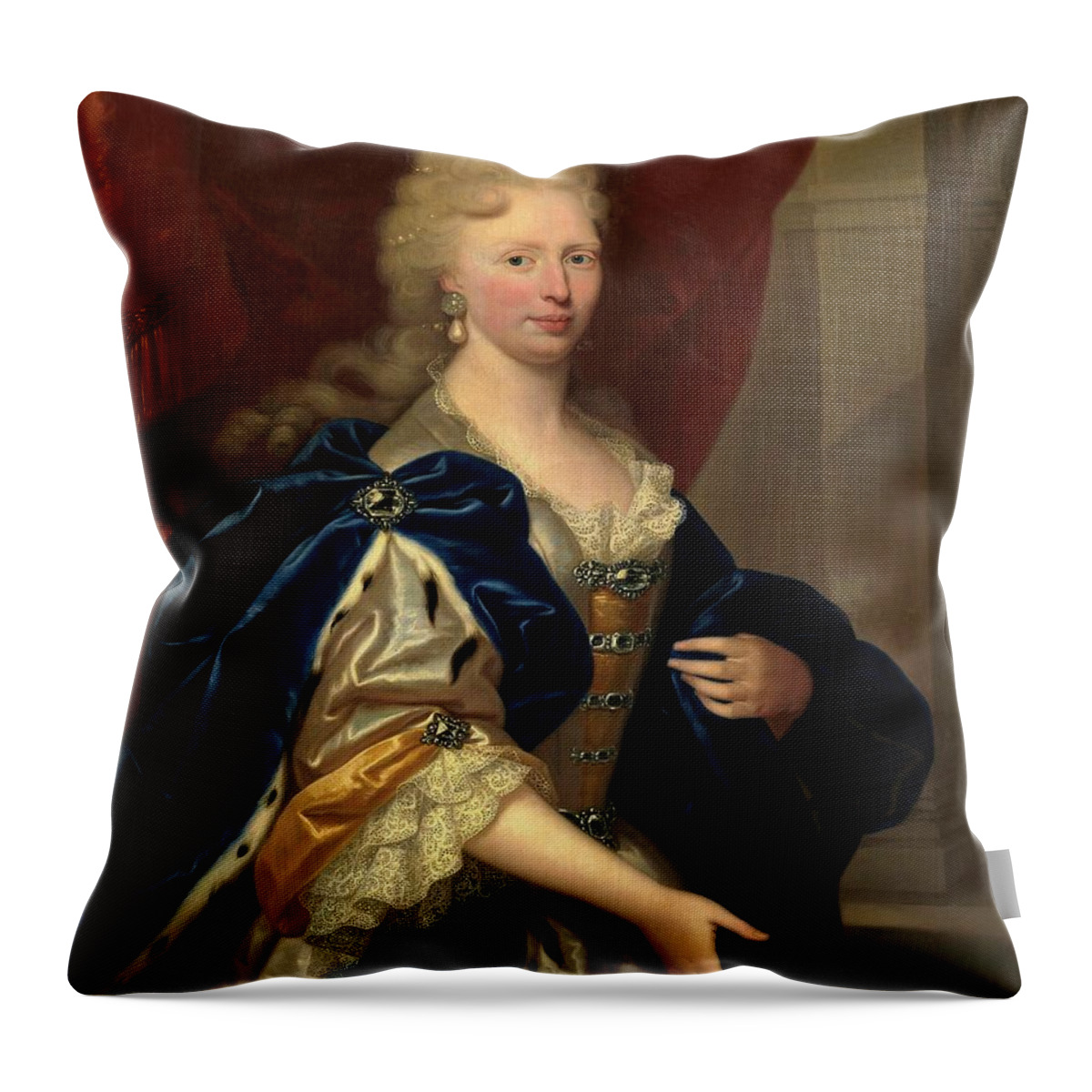 Anonymous Throw Pillow featuring the painting Anonymous / 'Maria Josepha of Austria, Queen of Poland -?-', 18th century, French School. by Anonymous