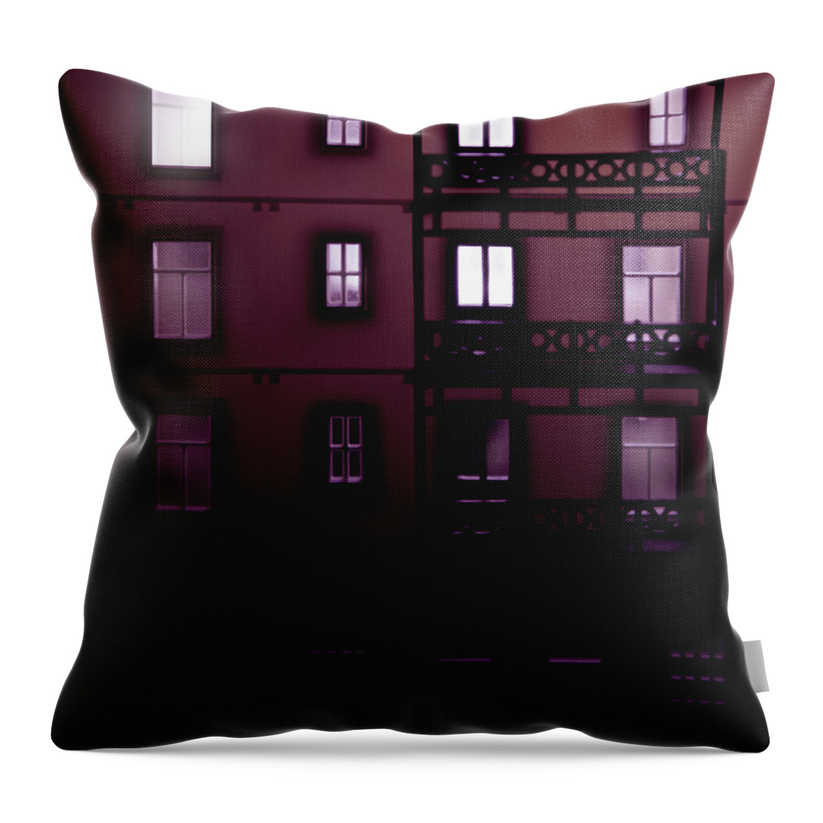 Apartment Throw Pillow featuring the photograph Apartment Building At Night With Lights by Michael Duva