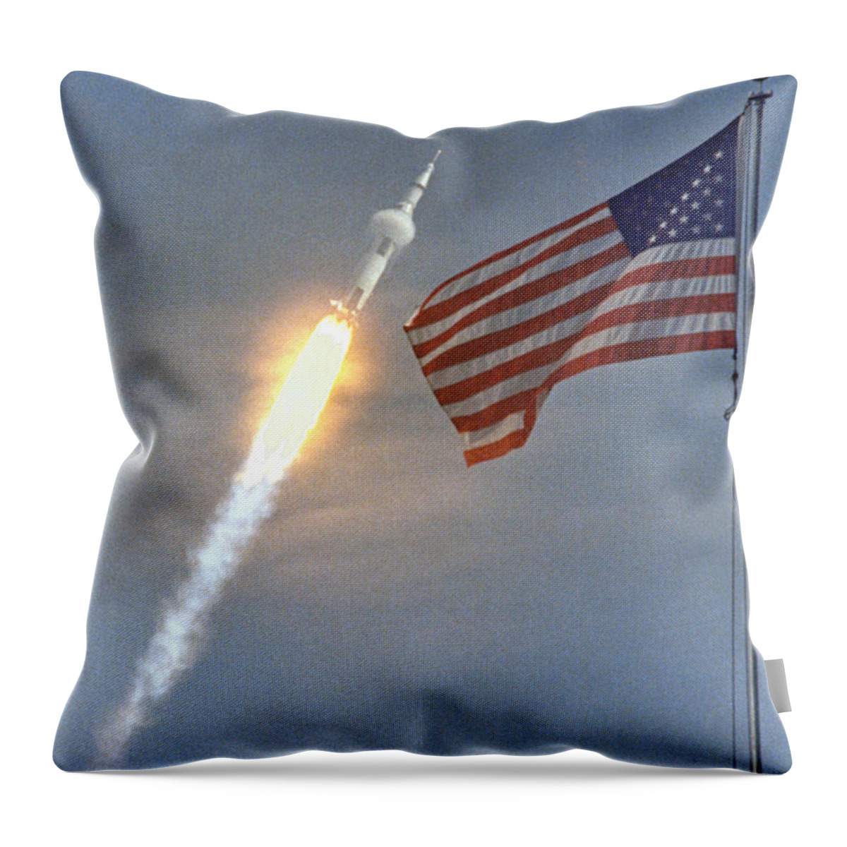 1969 Throw Pillow featuring the photograph Apollo 11 Launch, 1969 by Science Source