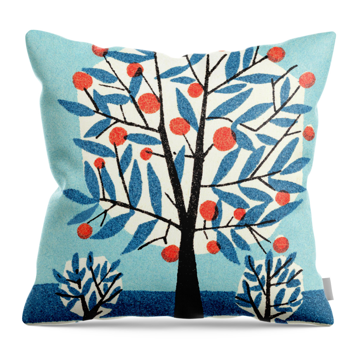 Apple Throw Pillow featuring the drawing Apple tree in winter by CSA Images
