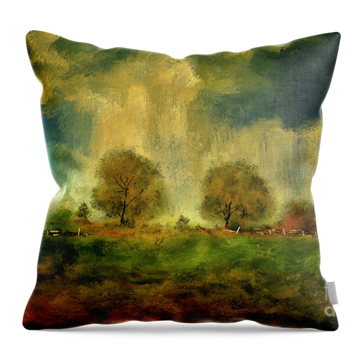 Civil War Throw Pillow featuring the digital art Approaching Storm At Antietam by Lois Bryan