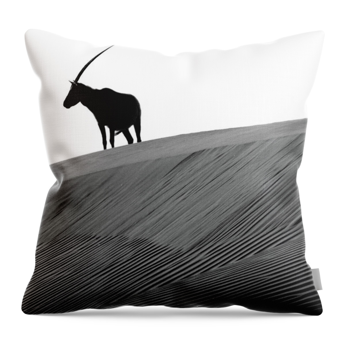 Horned Throw Pillow featuring the photograph Arabian Oryx And The Myth Of The Unicorn by Joe & Clair Carnegie / Libyan Soup