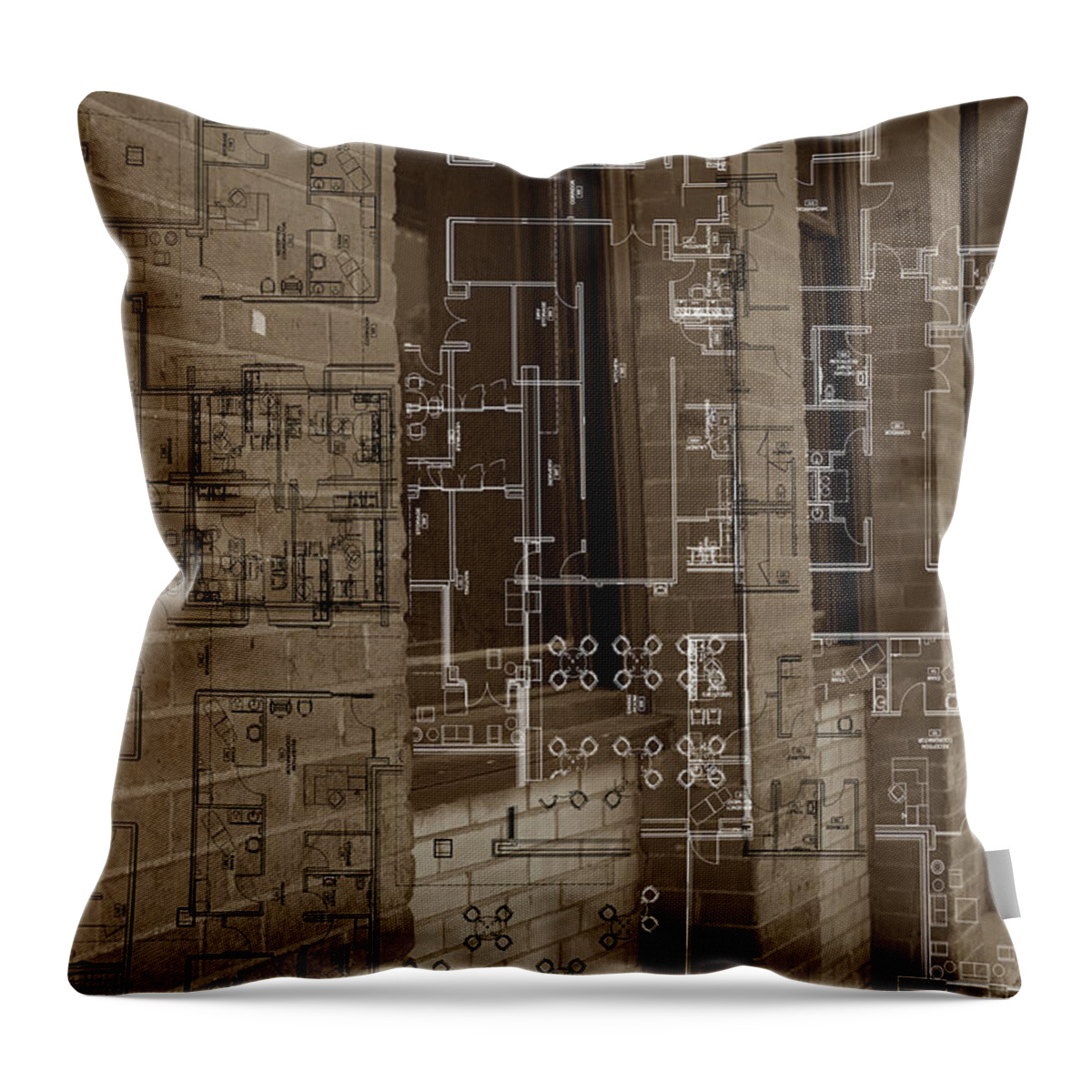 Architecture Throw Pillow featuring the painting Architecture Drawing IIi by Sisa Jasper
