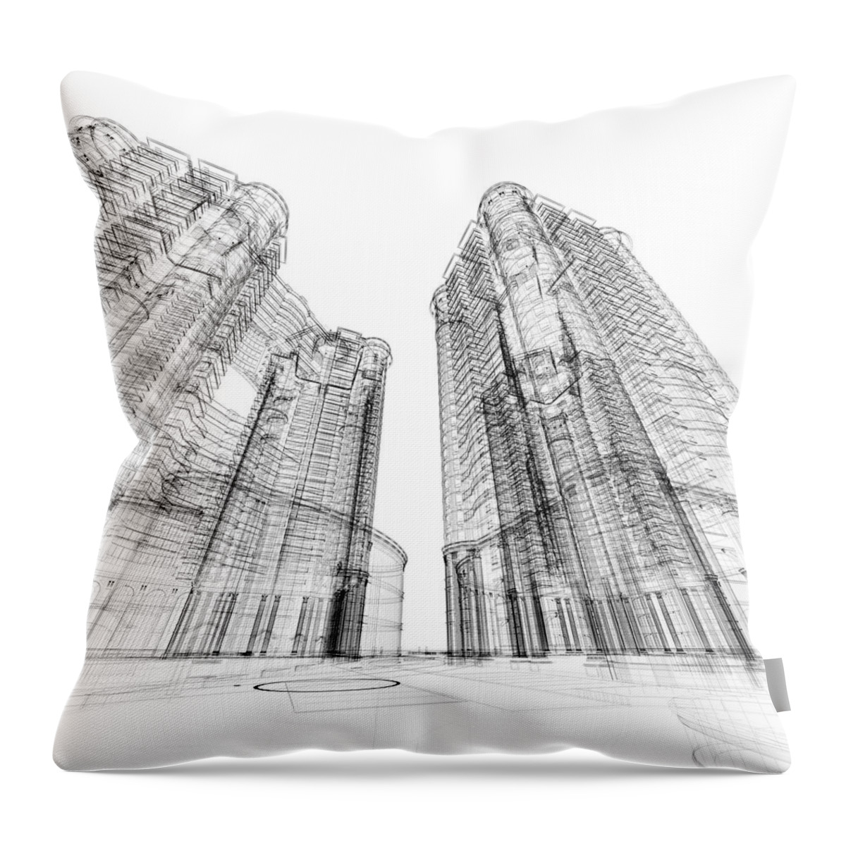 Plan Throw Pillow featuring the photograph Architecture Sketch by Teekid
