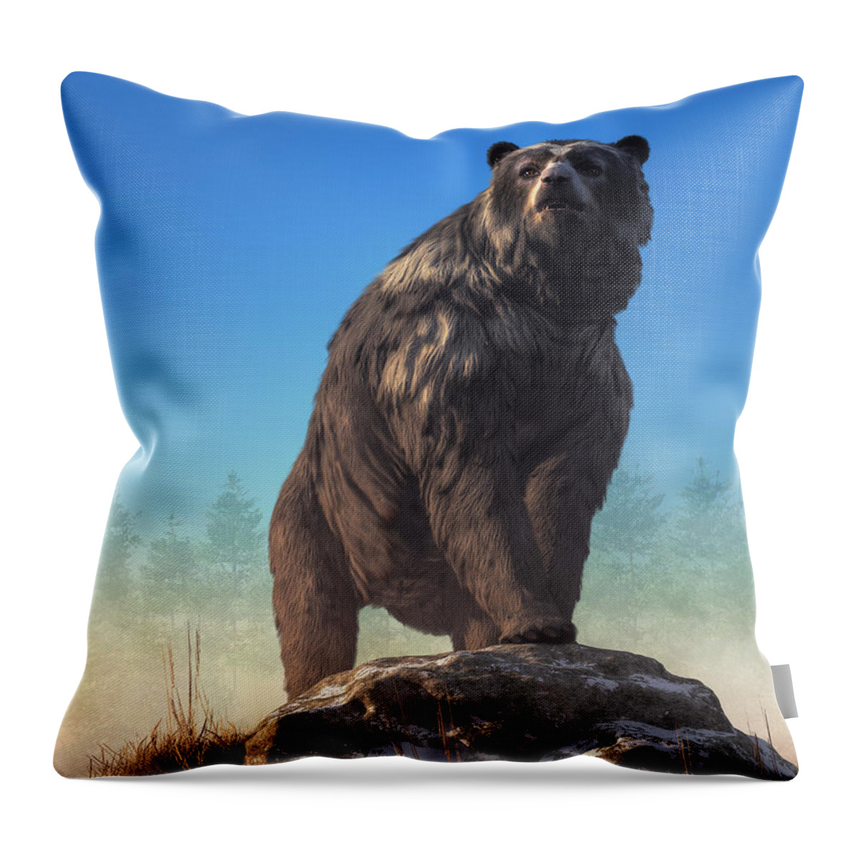 Cave Bear Throw Pillow featuring the digital art Arctodus, The Short Faced Bear by Daniel Eskridge