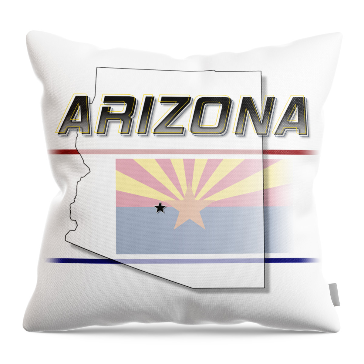 Arizona Throw Pillow featuring the digital art Arizona State Horizontal Print by Rick Bartrand
