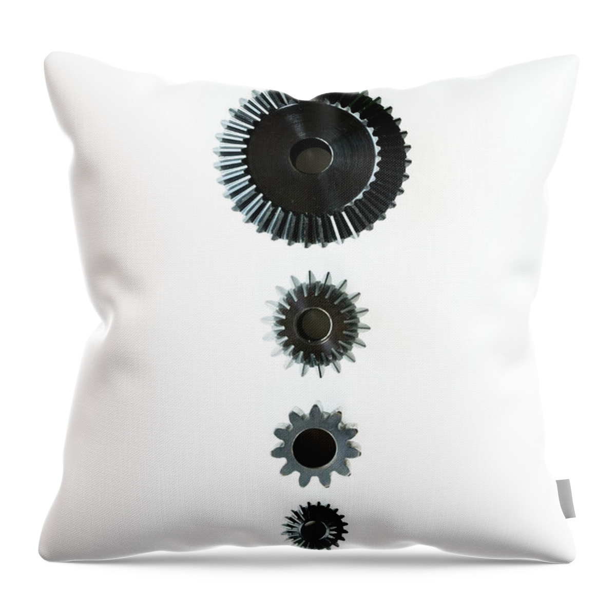 White Background Throw Pillow featuring the photograph Arrangement Of Plastic Cogs, Overhead by Erik Von Weber