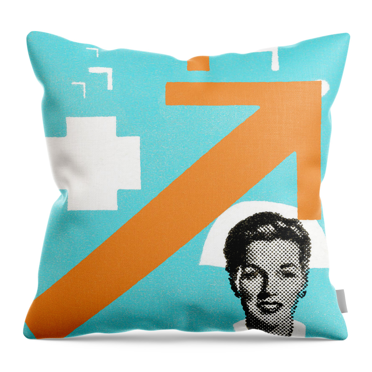 Adult Throw Pillow featuring the drawing Arrow and woman by CSA Images