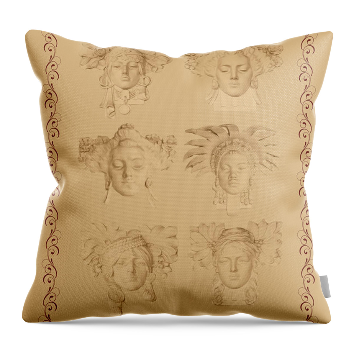 Art Nouveau Throw Pillow featuring the photograph Art Nouveau Faces by Doug Matthews