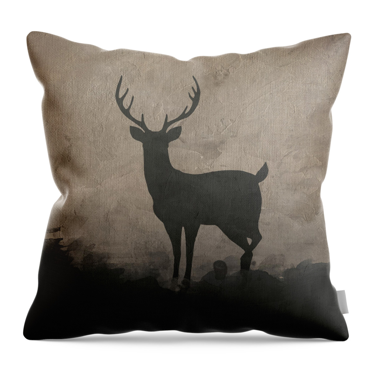 Amanda Lakey Throw Pillow featuring the mixed media Silhouette Stag I by Amanda Jane