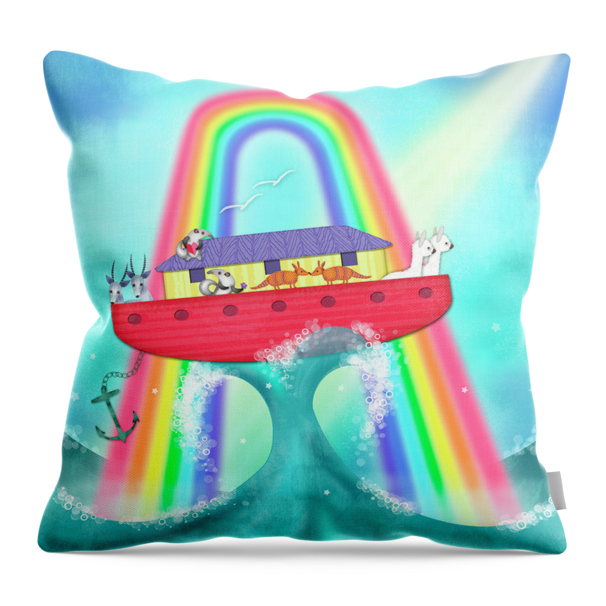Ark Throw Pillow featuring the digital art A is for Ark by Valerie Drake Lesiak