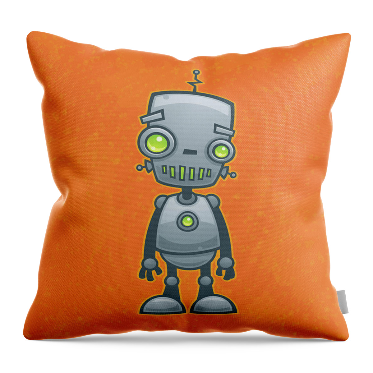 Robot Throw Pillow featuring the digital art Happy Robot by John Schwegel