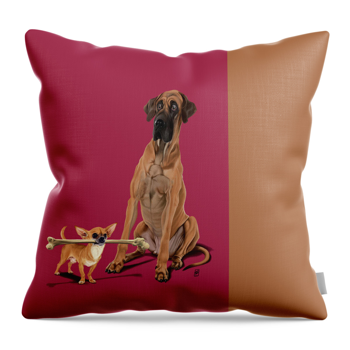 Great Dane Throw Pillow featuring the digital art The Long and the Short and the Tall Colour by Rob Snow