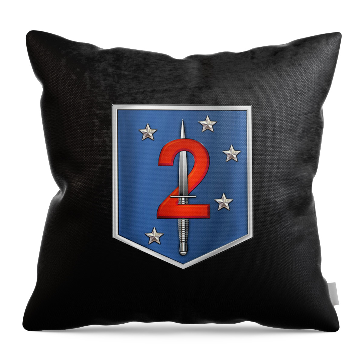 ‘military Insignia & Heraldry’ Collection By Serge Averbukh Throw Pillow featuring the digital art 2nd Marine Raider Battalion - 2nd Marine Special Operations Battalion M S O B Patch over Black Velv by Serge Averbukh