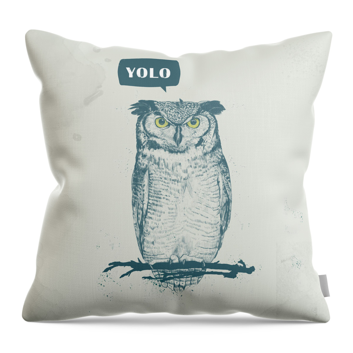Owl Throw Pillow featuring the mixed media Yolo by Balazs Solti