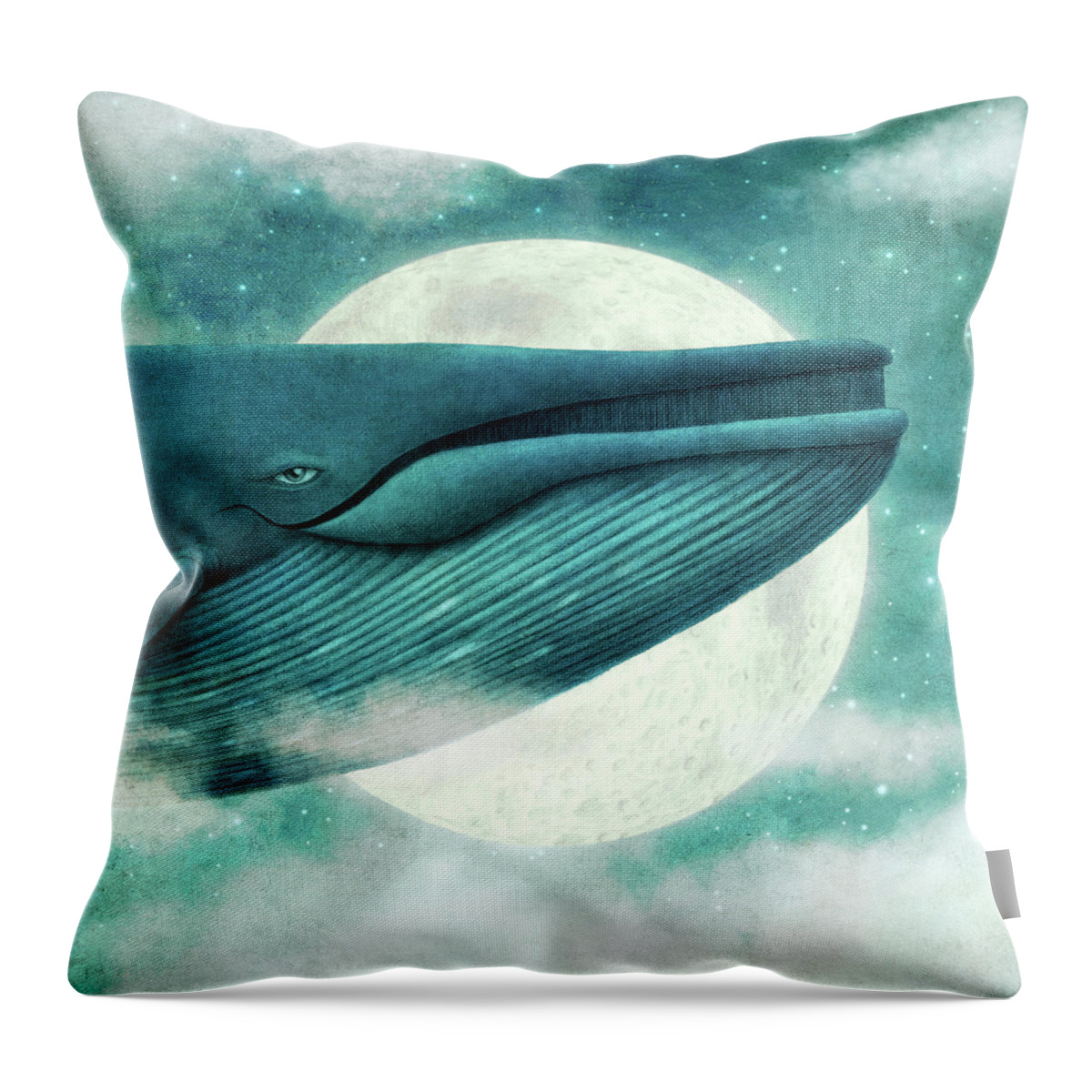 Whale Throw Pillow featuring the drawing The Great Whale by Eric Fan