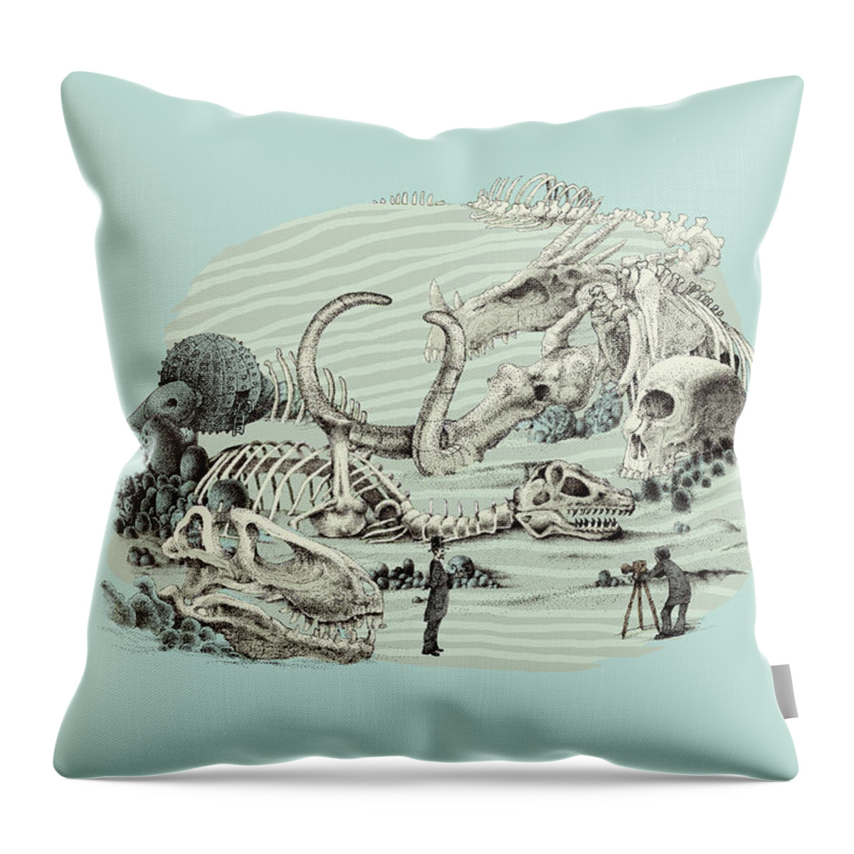 Vintage Throw Pillow featuring the drawing The Lost Beach by Eric Fan