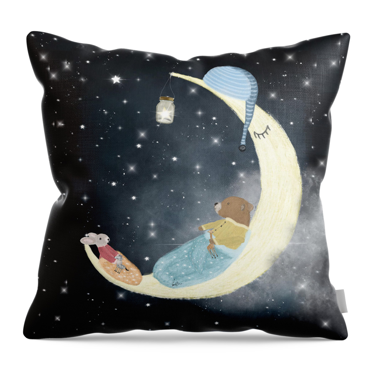 Childrens Throw Pillow featuring the painting Little Bedtime by Bri Buckley