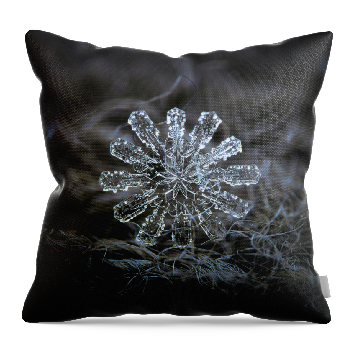 Snowflake Throw Pillow featuring the photograph December 18 2015 - snowflake 3 by Alexey Kljatov
