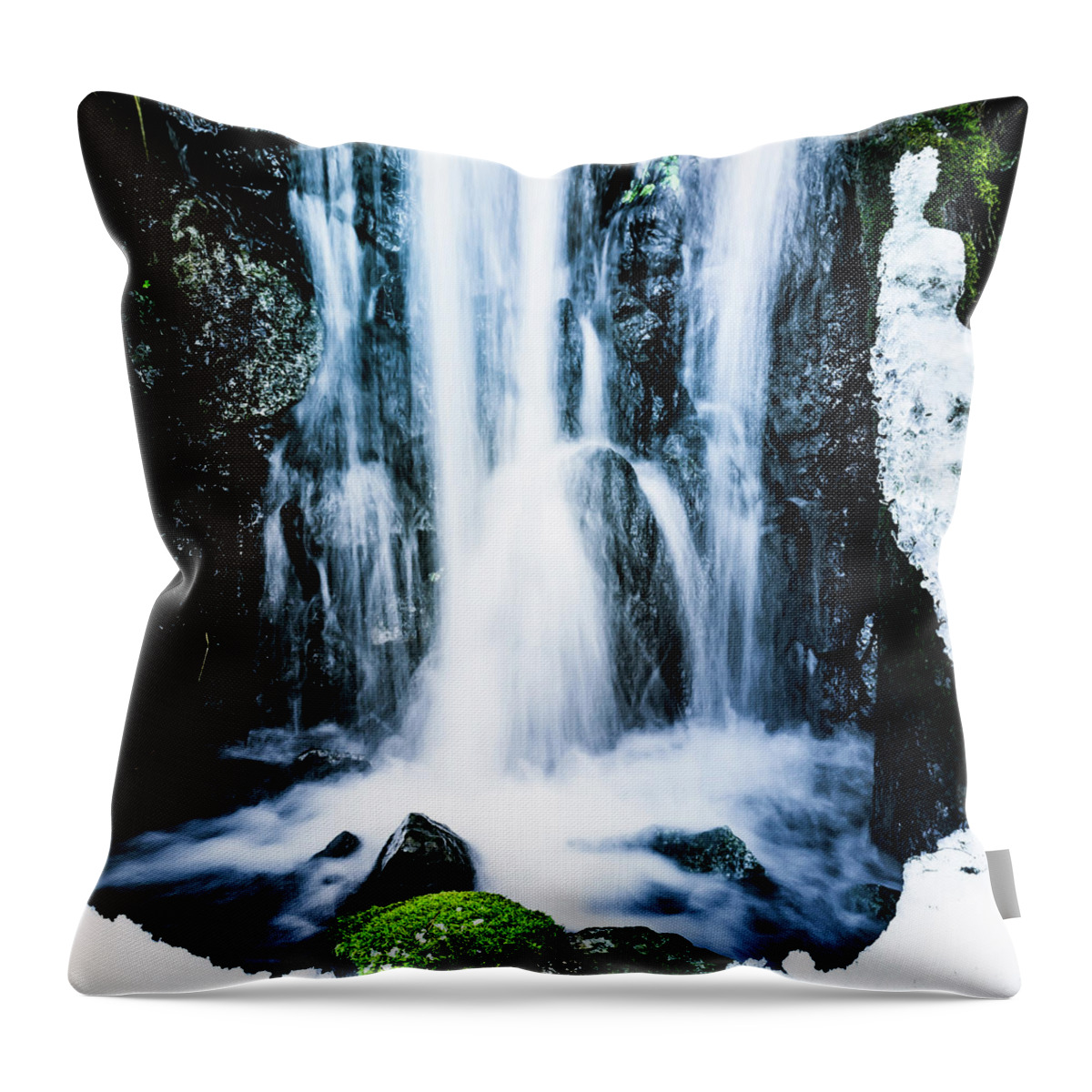 Waterfall Throw Pillow featuring the photograph Early Spring Waterfall by Nicklas Gustafsson