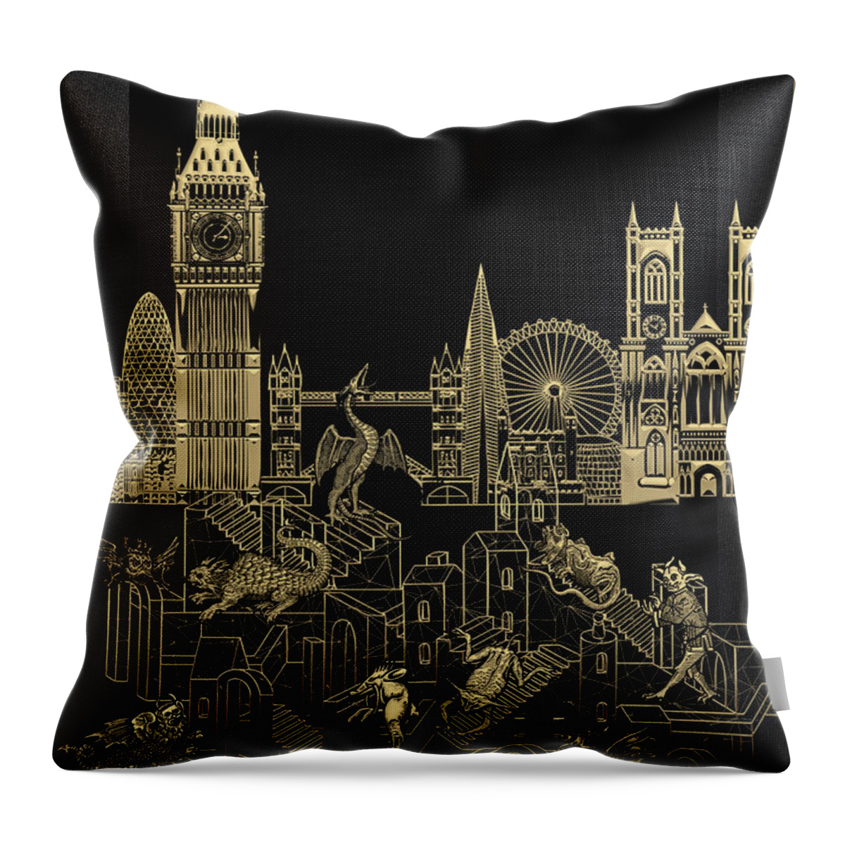 'the Underworlds' Collection By Serge Averbukh Throw Pillow featuring the digital art The Underworlds - Underground London by Serge Averbukh