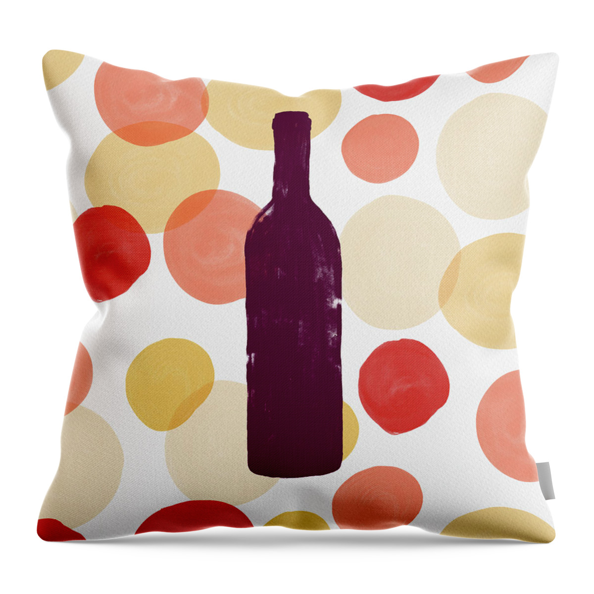 Wine Throw Pillow featuring the painting Bold Modern Wine Bottle Art by Jen Montgomery
