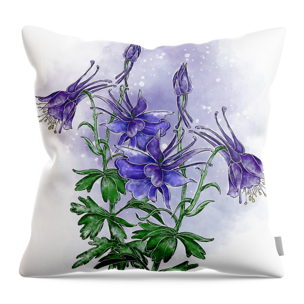 Forest Columbine Throw Pillow featuring the painting Forest Columbine by Patricia Piotrak