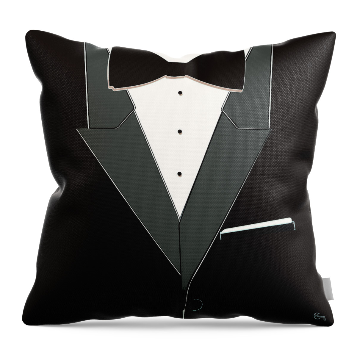 Tuxedo Black Tie Throw Pillow featuring the drawing Tuxedo Black Tie by Cecely Bloom