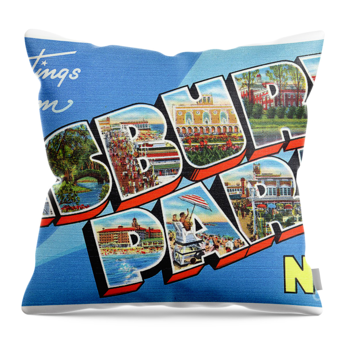 Lbi Throw Pillow featuring the photograph Asbury Park Greetings #2 by Mark Miller