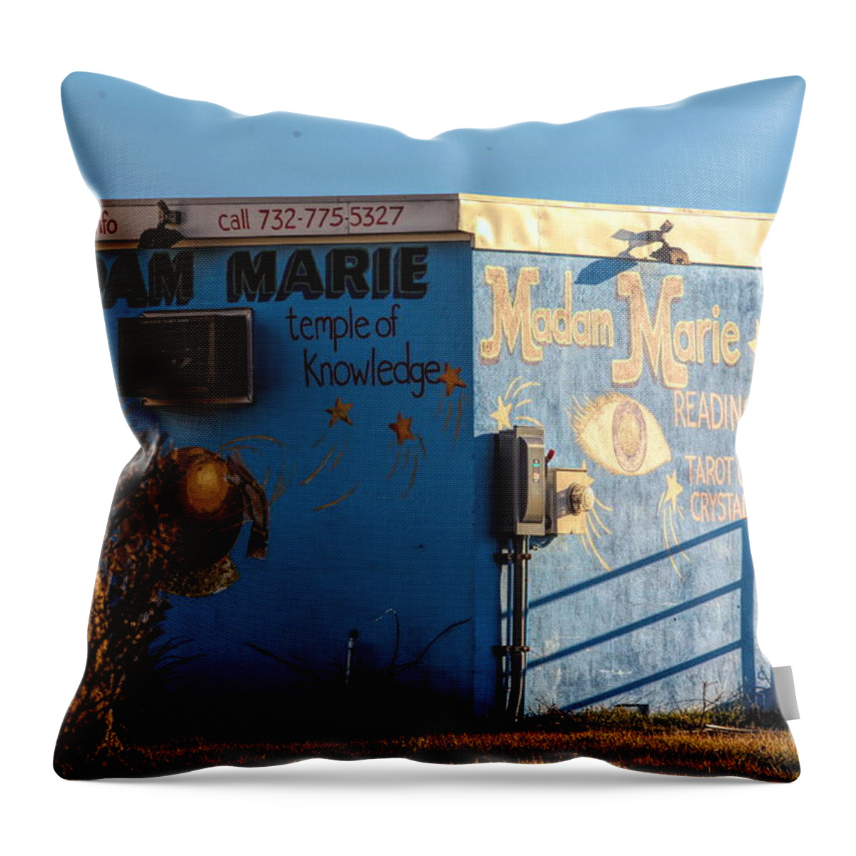 East Coast Throw Pillow featuring the photograph Asbury Park New Jersey Madam Marie Structure by Chuck Kuhn