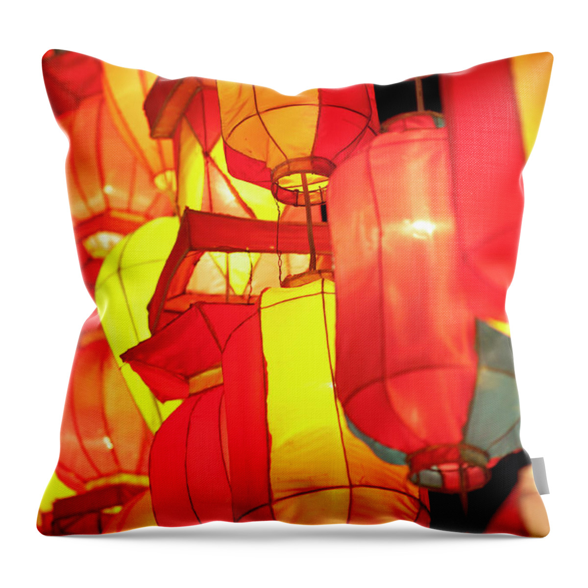 Event Throw Pillow featuring the photograph Asian Lanterns by Oneclearvision