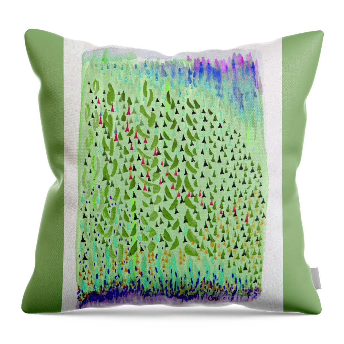 Green Yellow Throw Pillow featuring the digital art Aspen Green by Corinne Carroll