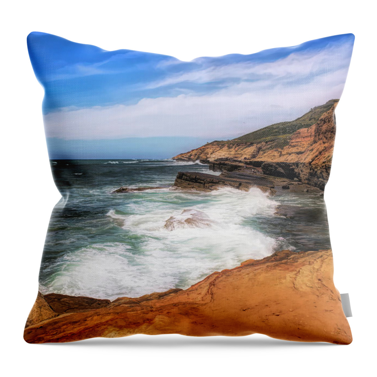Cliffs Throw Pillow featuring the photograph At the Edge by Alison Frank