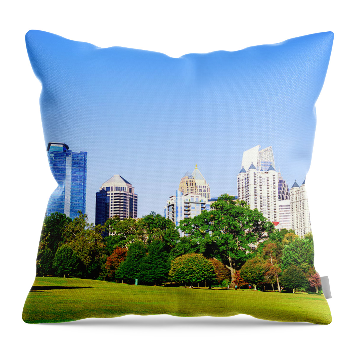 Atlanta Throw Pillow featuring the photograph Atlanta Skyline, Piedmont Park by Moreiso
