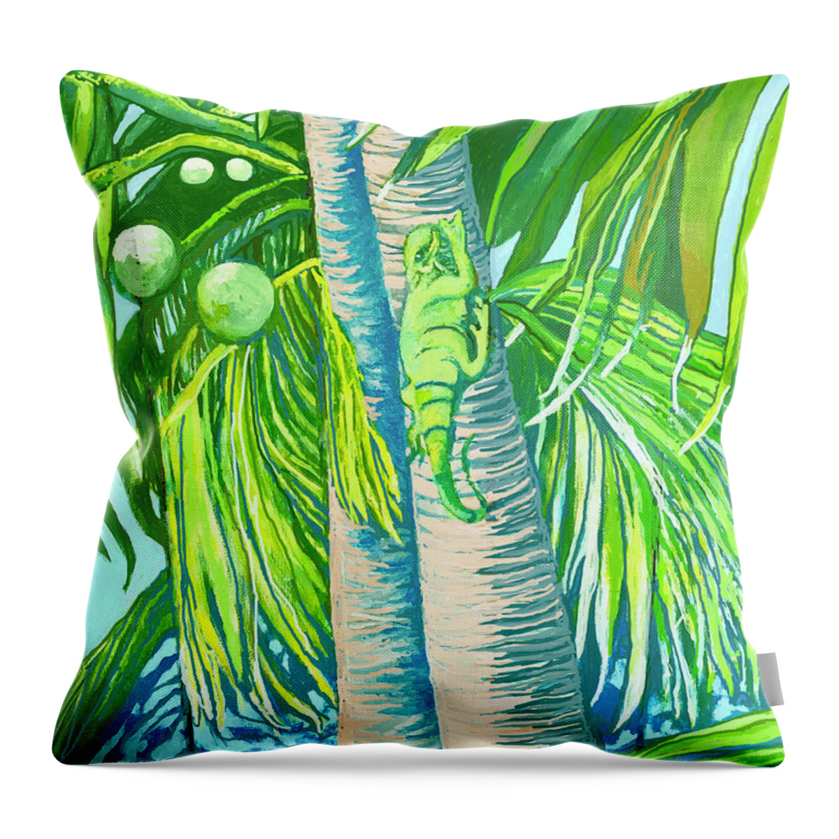 Iguana Throw Pillow featuring the painting Atlantic Blvd by Kandy Cross