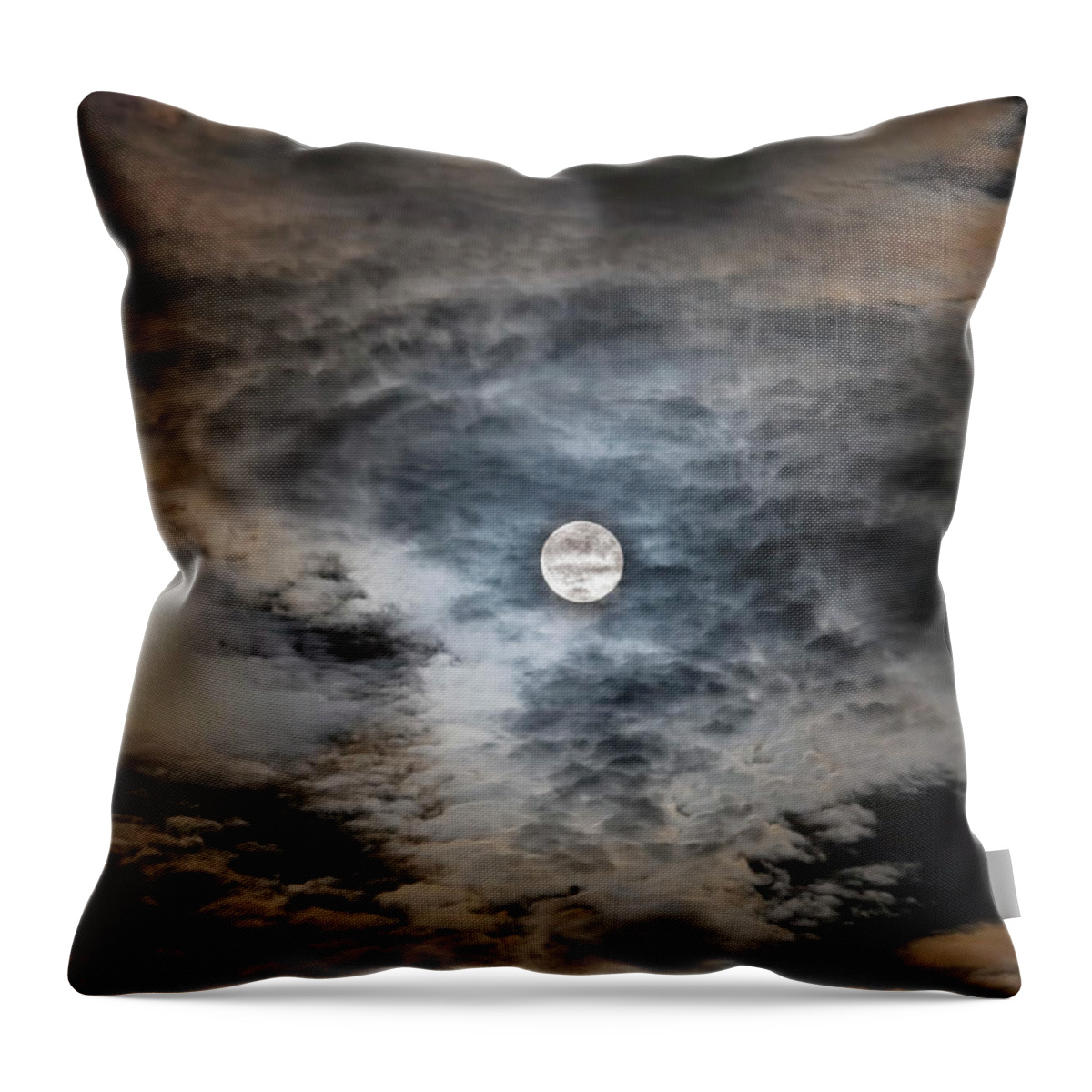 Spooky Throw Pillow featuring the photograph August 28, 2007 - Full Moon In Clouds by Alan Dyer/stocktrek Images