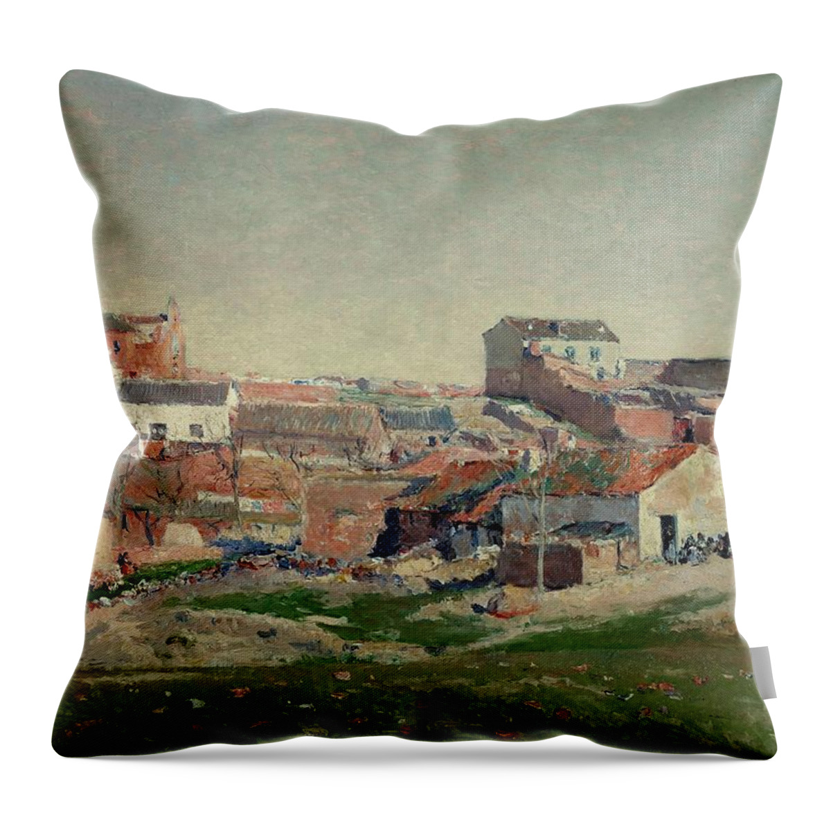 Aureliano De Beruete Throw Pillow featuring the painting Aureliano de Beruete y Moret / 'The Outskirts of Madrid -the Neighborhood of Bellas Vistas-', 1906. by Aureliano de Beruete -1845-1912-