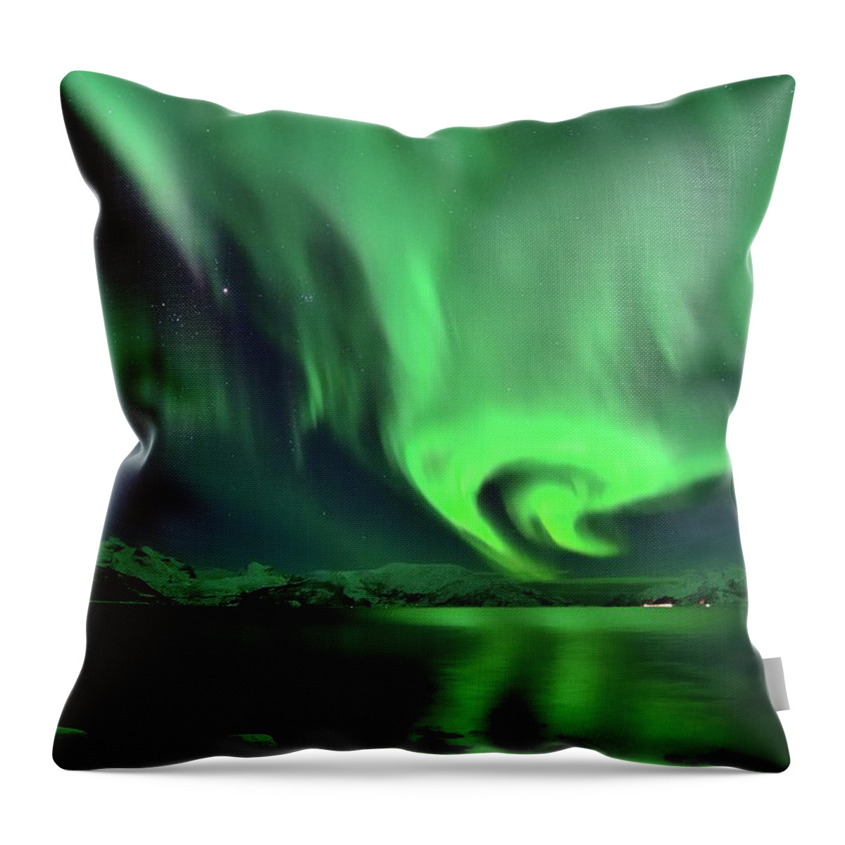 Scenics Throw Pillow featuring the photograph Aurora Borealis In Troms by John Hemmingsen
